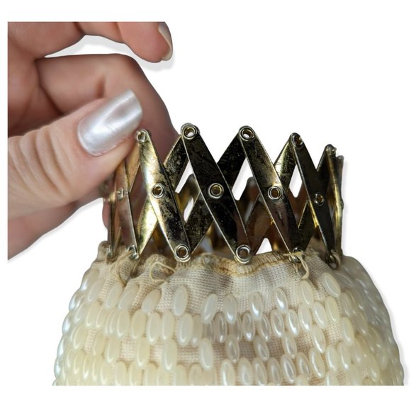 Vintage Beaded Purse with Unique Metal Closure - Picture 7 of 11